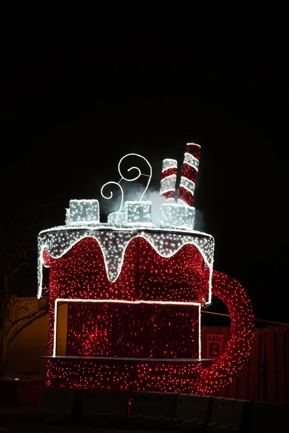 Lit gift box at the entrance
