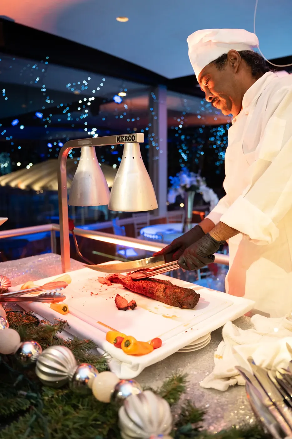 Chef carving prime rib