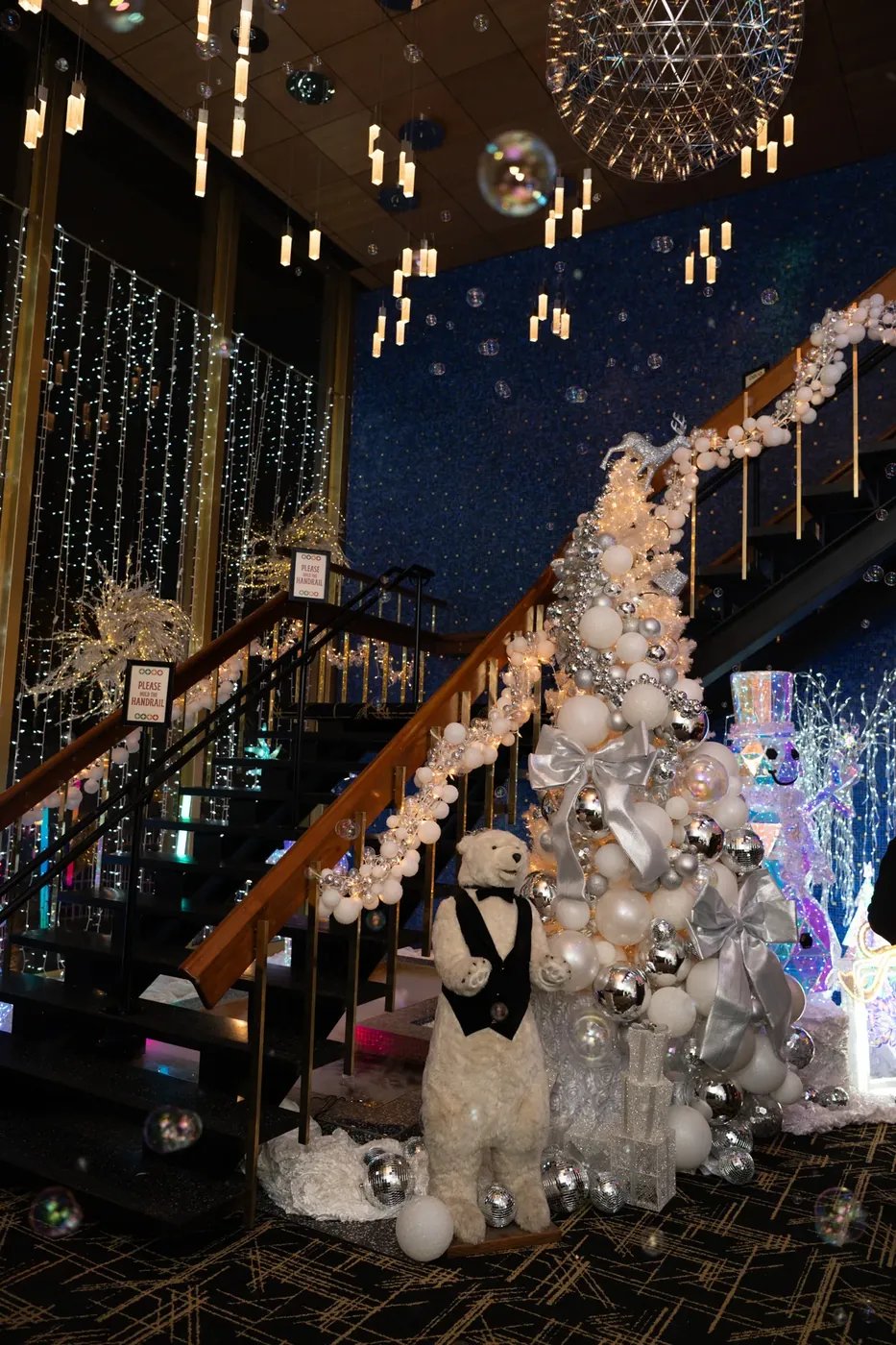 Staircase lit for Christmas