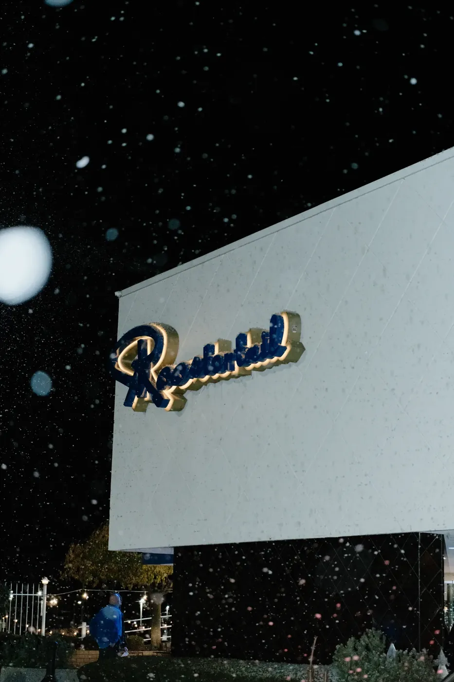 The Roostertail sign in the snow