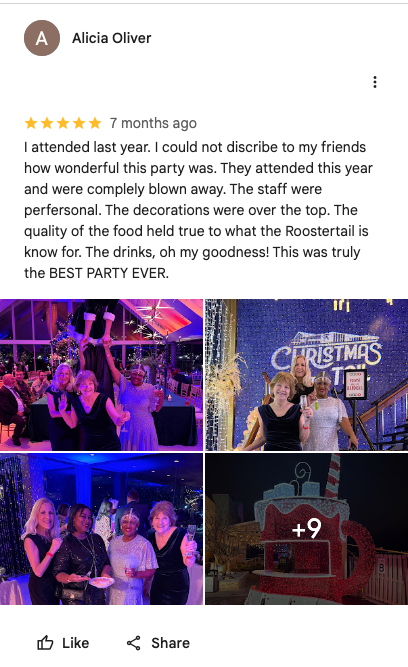 5-star Google review by Alicia Oliver: truly the best party ever