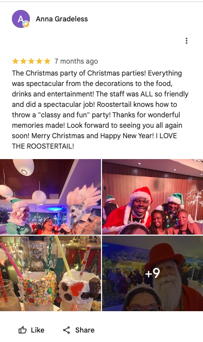 5-star Google review by Anna Gradeless: the Christmas party of Christmas parties